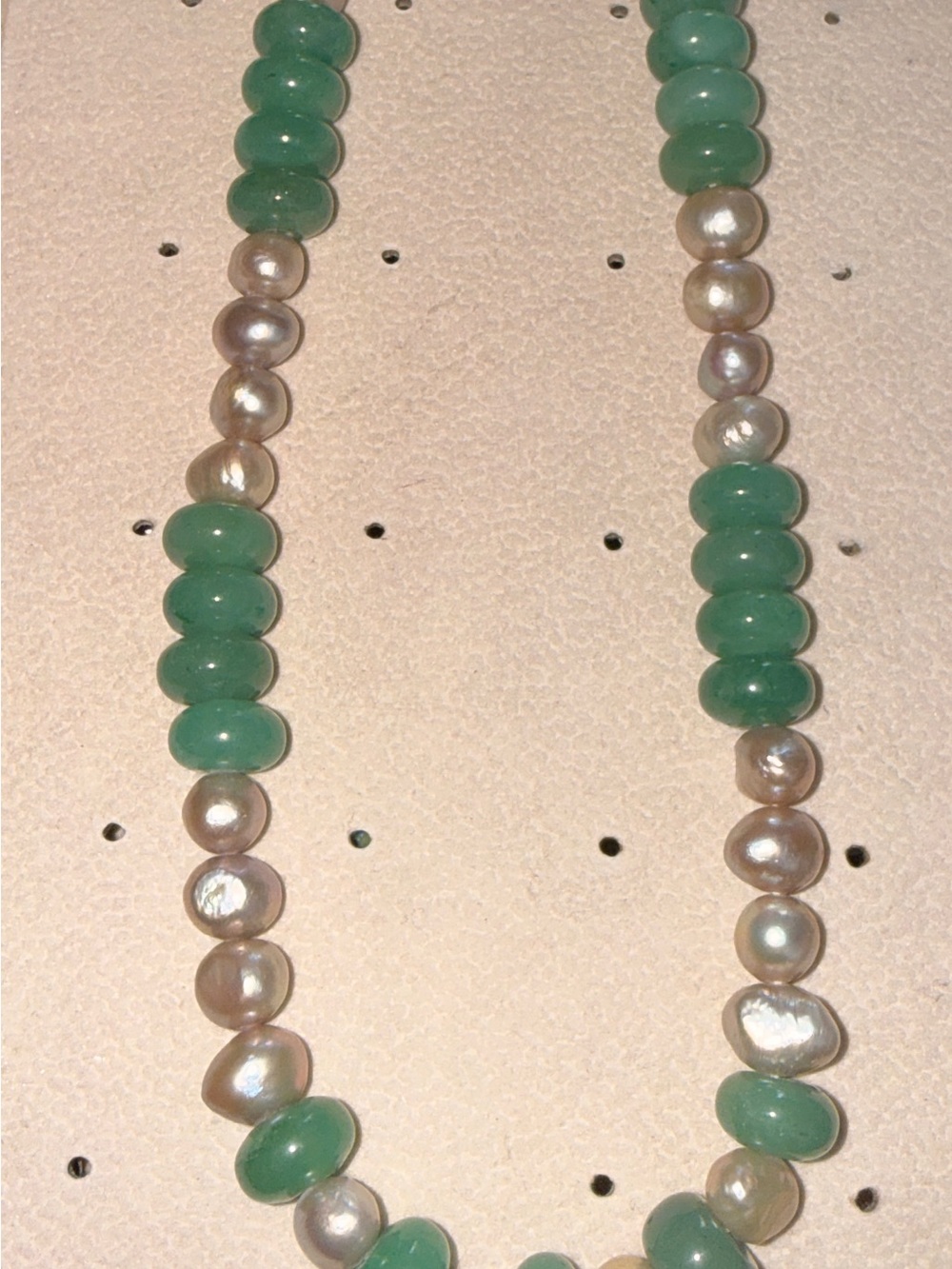 Natural Green Jade & Champagne Baroque Natural Pearl Necklace